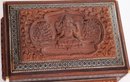 2 Gorgeous Boxes: Inlaid Indian Style Wood Box With Amazing Detailing And Carved Box With Buddah
