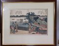 Antique Japanese Woodblock Prints In A Gilded Style Frame, Battle Scene Print, Traditional Scene