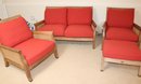 Gloster Anassa Outdoor Teak Wood Double Caned Patio Set Includes Love Seat & Chairs