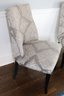 Pair Of Contemporary Chairs With Light Grey Medallion Upholstery, Silver Nail Heads Trim & Ebonized Wood