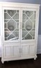 Contemporary White Painted China Cabinet With Glass Front Doors & Interior Lights Like New!