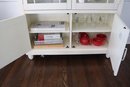 Contemporary White Painted China Cabinet With Glass Front Doors & Interior Lights Like New!