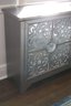 Contemporary Grey Painted Credenza With Pierced Design Door With Mirrors