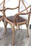 Pair Of Restoration Hardware Cafe Style Wood Armchairs With Leather Seats