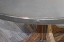 Restoration Hardware Dining Table With Metal Top & Industrial Style Riveted Border