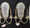 Set Of 4 1930s Electrified Wall Sconces With An Etched Mirror