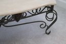 French Style Travertine Top And Wrought Iron Base Coffee Table
