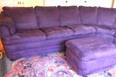Very Cool And Fun Curved Purple Ultra-suede Sofa & Ottoman
