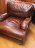 Restoration Hardware English Style Leather Club Chair & Ottoman