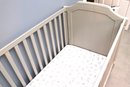 Pottery Barn Lovely Light Gray Painted Crib With Tufted Sides