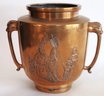 Substantial And Heavy Solid Asian Style Brass Urn With Embossed Emperors Design