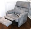 Blue Ultra Suede Electric Remote Recliner Fully Extendable For Napping