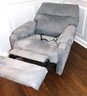 Blue Ultra Suede Electric Remote Recliner Fully Extendable For Napping