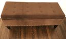 Brown Velvet Storage Bench With Nail Head Trim