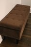 Brown Velvet Storage Bench With Nail Head Trim