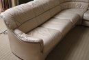 Vintage Light Beige 3-piece Leather Sectional With Queen Sleeper Bed.