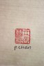 Asian Print By P. Chan With Stamp In A Matted Bamboo Style Frame