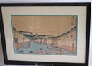 2 Vintage Prints, Chinese Venice? Smaller Mountain Scenery On Silk Fabric