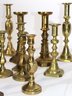 Lot Of 13 Vintage Brass Candlesticks Ranging In Size From Approx. 5 Inches-9 Inches