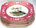 Lot Of 10 Wedgwood Queens Ivory Plates With Peacocks, Silesia Pitcher & Vienna Covered Biscuit Bowl