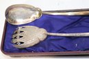 Gorgeous Antique Set Of Engraved Silver Serving Pieces In Leather Box