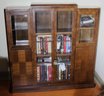 Stylish Vintage Wood/veneer Book Case With Glass Paneled Doors, Great For Displaying Your Collection