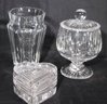 Gorgeous Baccarat Crystal Vase, Stuart England Crystal Dish And Vintage 2-piece Heart Shaped Ashtray/trinket B