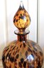 Pair Of Large Elegant Mouth Blown Art Glass With A Fabulous Amber Spotted Tone Decanters