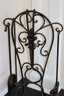 Set Of Ornate Wrought Iron Fireplace Tools With A Stand