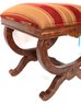 Empire Style Cross Stretcher Walnut Ottoman/stool With Carved Detailing