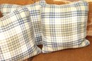 Set Of 4 Plush Forest Toned Plaid Down Filled Pillows