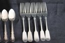 MIXED LOT OF 5 STERLING SILVER FORKS PLUS 3 STERLING TABLESPOONS AND 6 STERLING TEASPOONS
