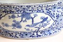 Oversized Hand Painted Blue & White Tureen With Cherry Blossoms & Birds