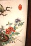 Pair Of Hand Painted Porcelain Plaques In Wood Frames With Chinese Red Stamp 19.5 Inches Tall