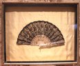 Antique Black Lace Fan With Gold Highlights In Shadow Box Frame