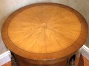 Mediterranean Style Round Wood Side Table With Cabinet
