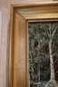Vintage Midcentury Era Textured Painting Of Forest Stream & Trees Signed By Artist