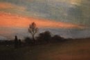 Landscape Oil Painting Signed Margare Rue Home & Stream In Twilight