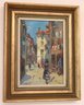 A Small MCM Oil On Board Painting Of Small Italian Town Street Scene.