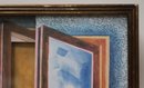 Multimedia Artwork Of Window Onto Bucolic Landscape In Shadowbox Frame Signed John Pierre Weill
