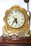 United Clock Company Electric Mantle Clock With Gold Horse On Wooden Base