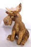 Cute Little Vintage Sitting Moose Decor Made From Paper Mch And Straw Like Materials
