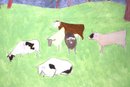 Sally Michel Avery Bucolic Oil Painting Titled Green Pasture, 1982 Unframed 40 X 50