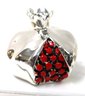Decorative Italian Silver-Plated Pomegranates With Red Seed Highlights