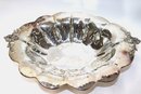 Oversized Hand Hammered Silver-Plated Centerpiece With Rococo Shell Handles & Curved Edges
