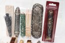 Huge Lot Of Mezuzahs And Mezuzah Scrolls With Sterling, Marble & Carved Wood Examples