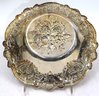 Intricately Embossed Sterling Silver Bowl With Grapes & Flowers & Miniature Sterling Ben Zion Candelabra