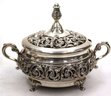 Sterling Silver Candy Dish & Lid By Grand Portugal & Pair Of Classical Style Wt'd Sterling Silver Candlestick