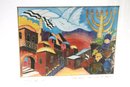 Lot Of 3 Judaica Artwork With Watercolor Painting, Home Blessing & Jerusalem Print