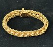 14K YG 7 Inch Loose Weave Design Bracelet With Rope Chain Piping